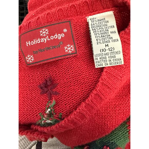 VTG Christmas Sweater Womens M 10 12 Cardigan Cozy Cabin Tree Embroidered red - Picture 4 of 8